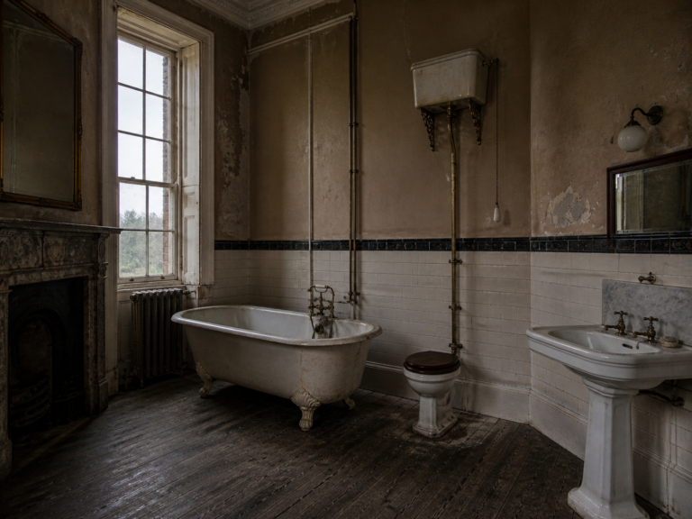 victorian english hall bathroom in need of repair